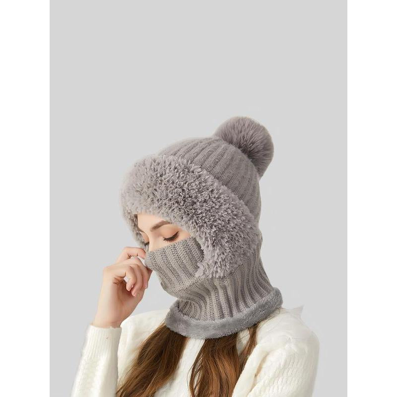 Women’s Pom Pom Knit Beanie Hat | Warm Thick Winter Hat with Bunny Ears for Fall & Winter