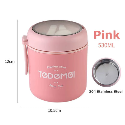 Stainless Steel Insulated Soup Thermos | Vacuum Food Jar with Spoon & Leak-Proof Thermal Lunch Container