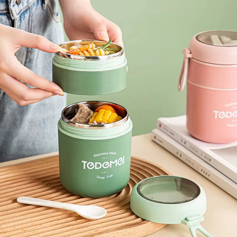 Stainless Steel Insulated Soup Thermos | Vacuum Food Jar with Spoon & Leak-Proof Thermal Lunch Container