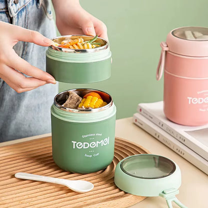 Stainless Steel Insulated Soup Thermos | Vacuum Food Jar with Spoon & Leak-Proof Thermal Lunch Container