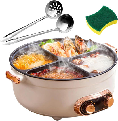 7L Multi-Compartment Electric Hot Pot | 4-Grid Non-Stick Stew Pot with Independent Temperature Control