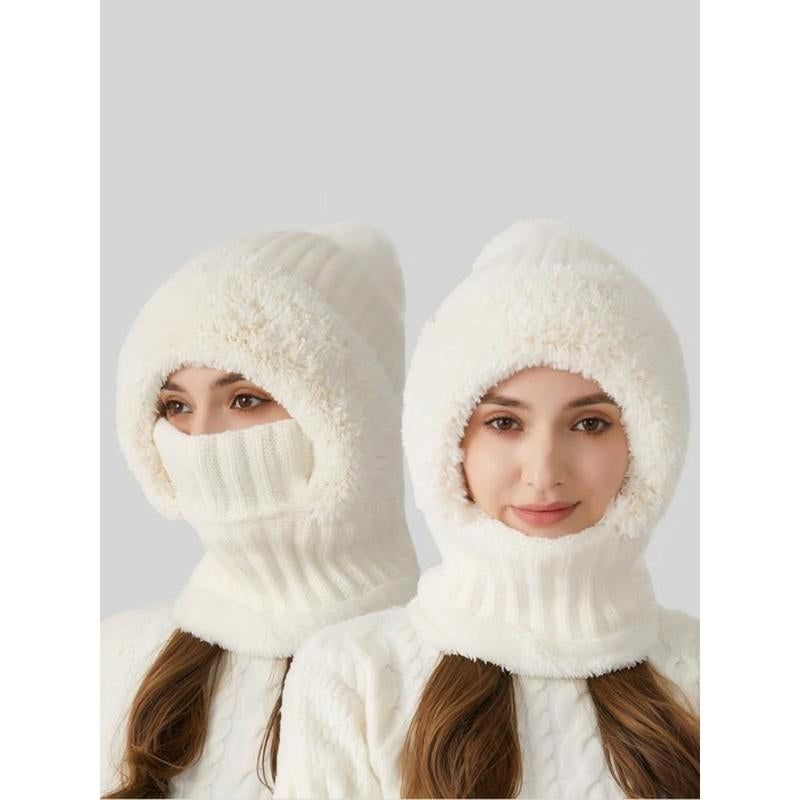 Women’s Pom Pom Knit Beanie Hat | Warm Thick Winter Hat with Bunny Ears for Fall & Winter