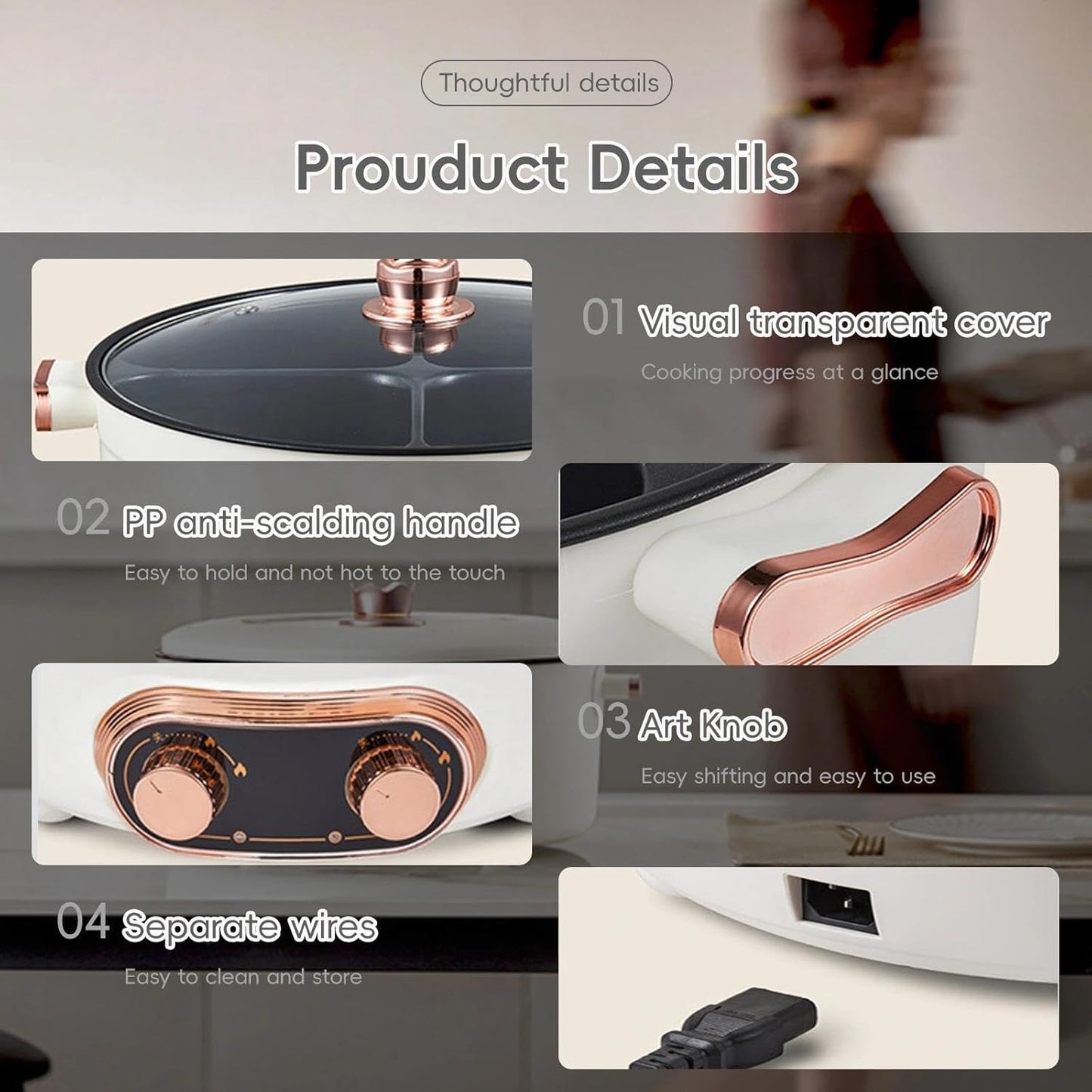 7L Multi-Compartment Electric Hot Pot | 4-Grid Non-Stick Stew Pot with Independent Temperature Control