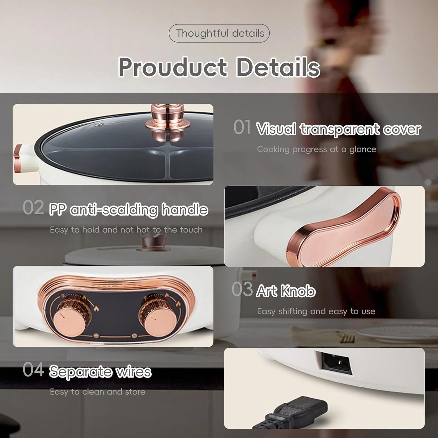 7L Multi-Compartment Electric Hot Pot | 4-Grid Non-Stick Stew Pot with Independent Temperature Control