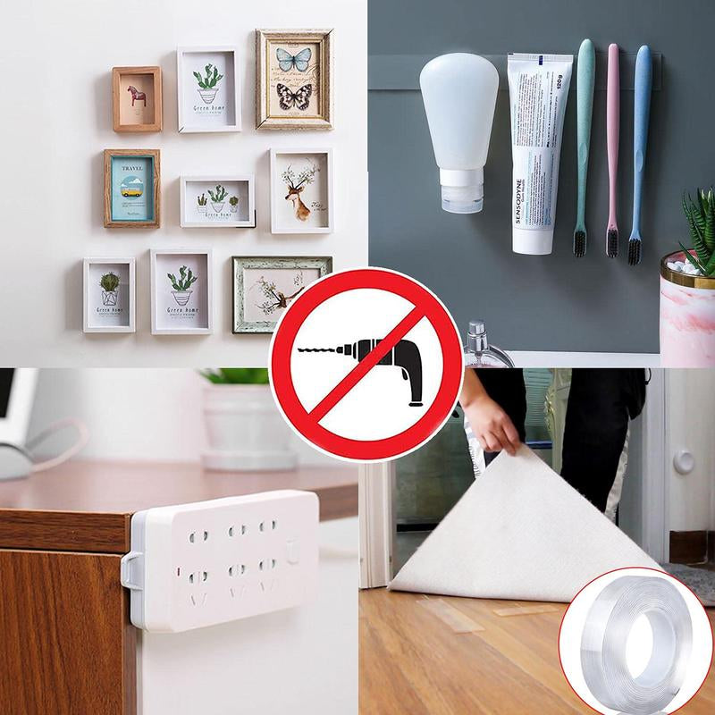 Double-Sided Heavy-Duty Tape (9.85 Feet) Christmas Gift, Nano Double-Sided Tape, Clear Mounting Tape, Picture Hanging Adhesive Strip.