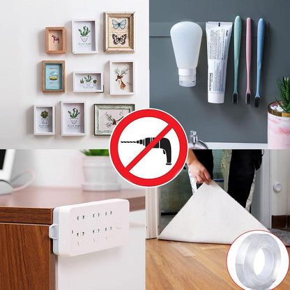 Double-Sided Heavy-Duty Tape (9.85 Feet) Christmas Gift, Nano Double-Sided Tape, Clear Mounting Tape, Picture Hanging Adhesive Strip.