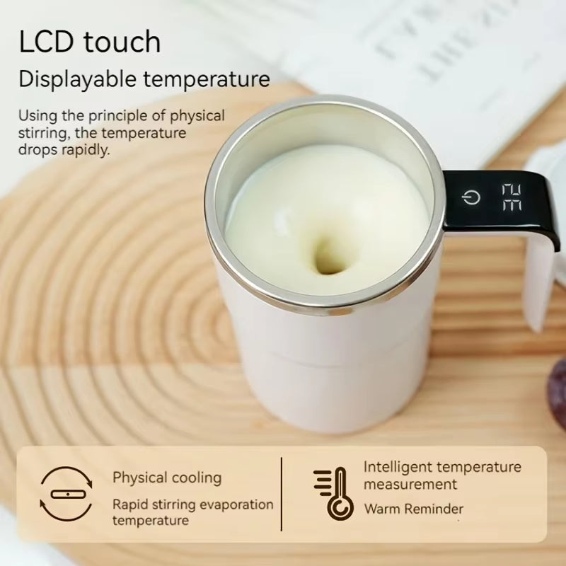 Smart Self-Stirring Temperature Display Cup | Magnetic Automatic Mixer for Coffee, Protein Shakes & Drinks