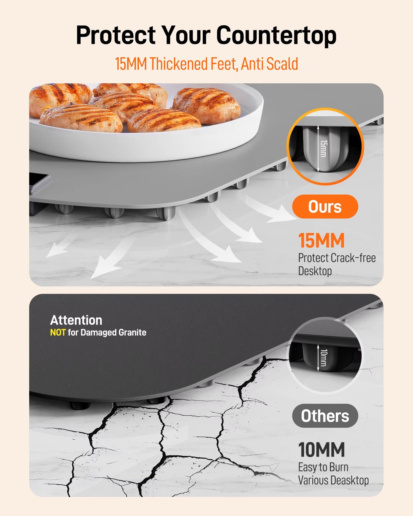 Electric Warming Tray with 8-Temp Settings | Foldable Portable Food Warmer & Fast-Heating Plate Mat