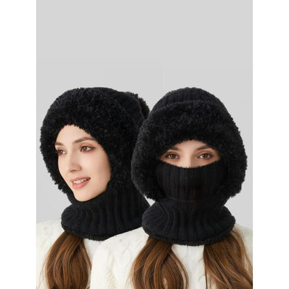 Women’s Pom Pom Knit Beanie Hat | Warm Thick Winter Hat with Bunny Ears for Fall & Winter