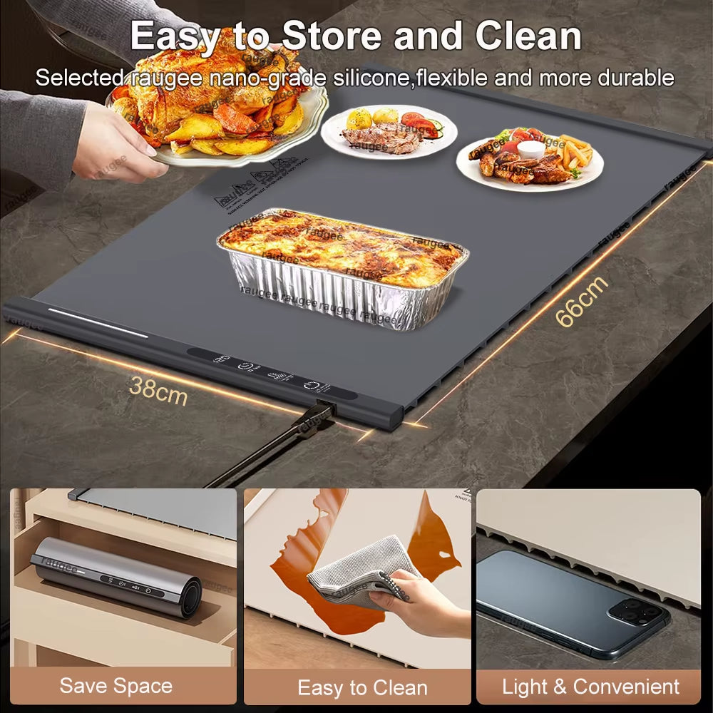 Portable Electric Food Warmer Mat | Foldable Fast-Heat Warming Tray for Meals, Buffet & Kitchen Use