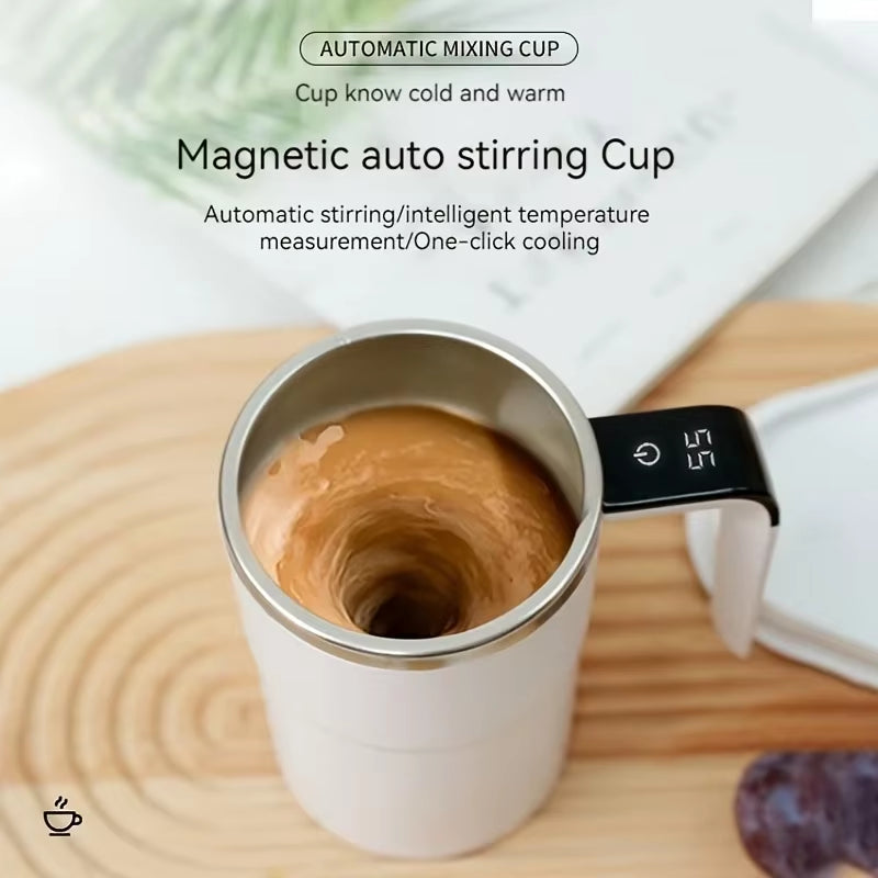 Smart Self-Stirring Temperature Display Cup | Magnetic Automatic Mixer for Coffee, Protein Shakes & Drinks