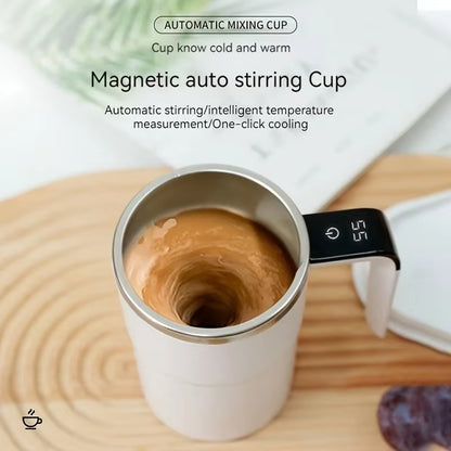 Smart Self-Stirring Temperature Display Cup | Magnetic Automatic Mixer for Coffee, Protein Shakes & Drinks