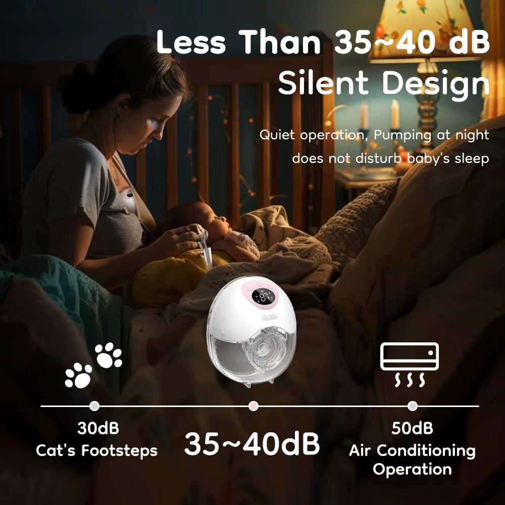 MAMIJOY Wearable Electric Breast Pump 4 Modes 36 Suction Levels Hands Free Breast Pumps Milk Collector with 19/24Mm Flange EB50