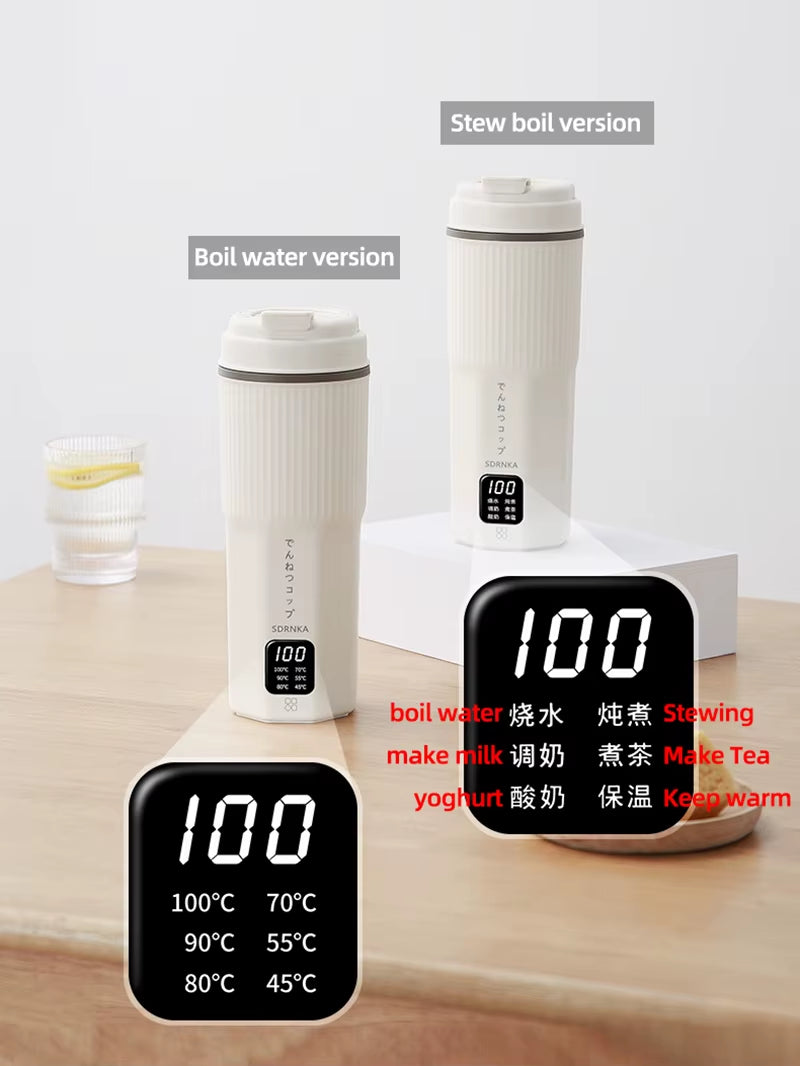 Portable Electric Heating Kettle | 500ml Multifunctional Travel Thermo Cup & Mini Stew Pot (220V)