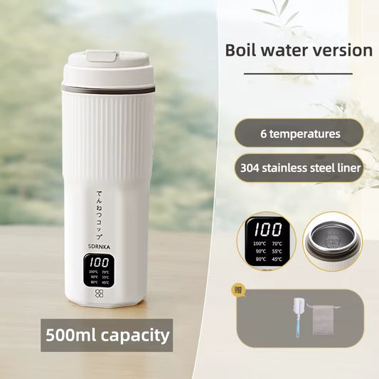 Portable Electric Heating Kettle | 500ml Multifunctional Travel Thermo Cup & Mini Stew Pot (220V)