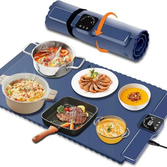 Silicone Electric Warming Tray | Adjustable 5-Temp Food Warmer Mat with Timer & Child-Lock Safety
