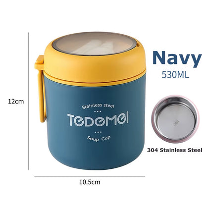 Stainless Steel Insulated Soup Thermos | Vacuum Food Jar with Spoon & Leak-Proof Thermal Lunch Container