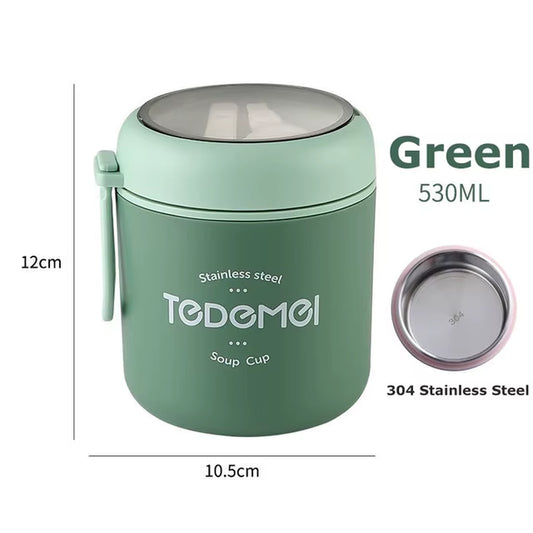 Stainless Steel Insulated Soup Thermos | Vacuum Food Jar with Spoon & Leak-Proof Thermal Lunch Container