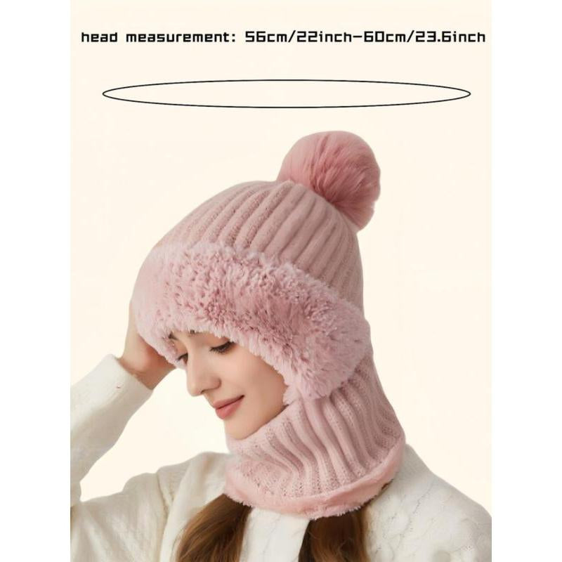 Women’s Pom Pom Knit Beanie Hat | Warm Thick Winter Hat with Bunny Ears for Fall & Winter