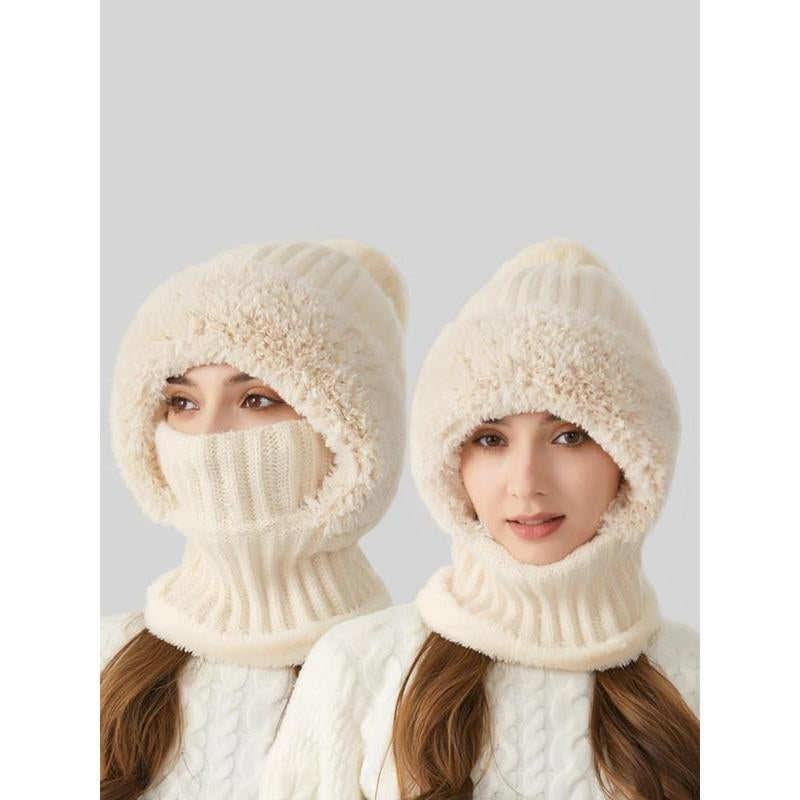 Women’s Pom Pom Knit Beanie Hat | Warm Thick Winter Hat with Bunny Ears for Fall & Winter