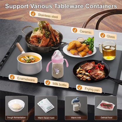 Portable Electric Food Warmer Mat | Foldable Fast-Heat Warming Tray for Meals, Buffet & Kitchen Use