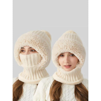 Women’s Pom Pom Knit Beanie Hat | Warm Thick Winter Hat with Bunny Ears for Fall & Winter