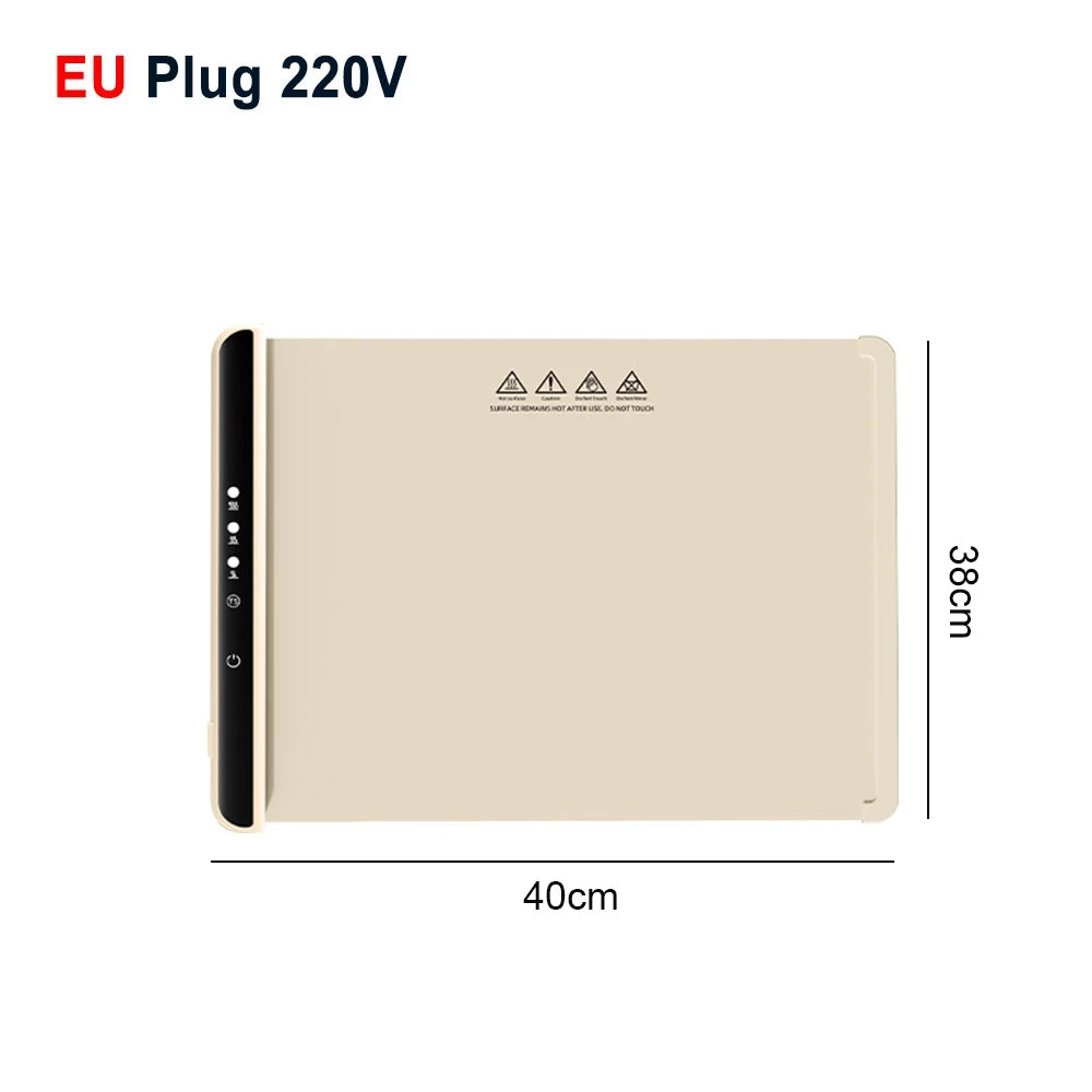 Foldable Electric Warming Tray | Full-Surface Food Warmer Mat with 3-Temp Settings & Fast Heating